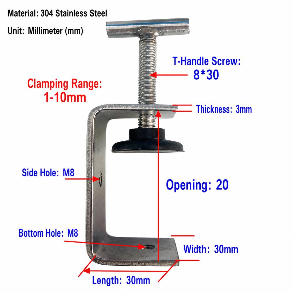 304 Stainless Steel C-clamp Woodworking Fixing Clips  Multi-purpose Fastening Tools