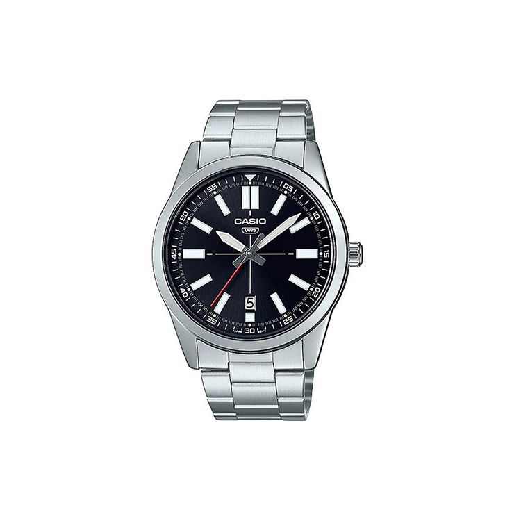 Casio Стандартная серия Минималистичная мода Классический Повседневный Кварцевый механизм Стальной ремешок Мужские часы Черный MTP-VD02D-1E