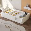 90X200 Upholstered Platform Bed with Protective Guardrail and Charging Station, White