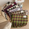 Универсальный искусственный кашемировый мягкий и липкий клетчатый шарф с кисточками для женщин, зимний роскошный новый модный утолщенный теплый платок
