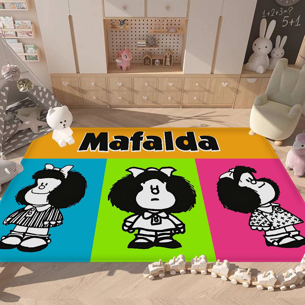 M-Mafalda Girl Floor Mat INS Style Soft Bedroom Floor House Laundry Room Mat Anti-skid Household Carpets