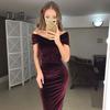 Sumer Evening Dress Off Shoulder Strapless Velvet Skinny Sheath Solid Color Sleeveless Backless Cocktail Party Prom Midi Dress