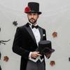 Classic Black Rose Gentleman Cap Vibrant Red Magician Fedora Headwear  Drama Actors