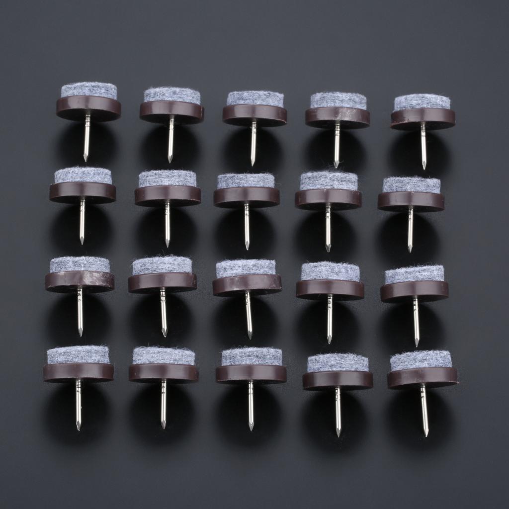 40 Pcs 20mm Slider Glide Pad Round Nail-on Furniture Felt Pad Reduce Noise Floor Protector for Cabinet Sofa Chair Table Leg Feet