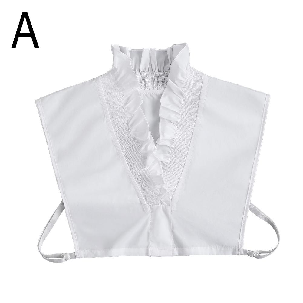 Wrinkled Ruffles False Collar Versatile Sweater Solid Color False Collars Detachable Female Half Shirt Blouse False V Collar
