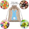 18pcs Bunny Durable Burlap Gift Bags Gift Wrap Drawstring for Easter Candy with Twine Present Pouches Easter Party Favors