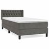 3131124 vidaXL Lit à sommier tapissier avec matelas Gris foncé 100x200 cm
