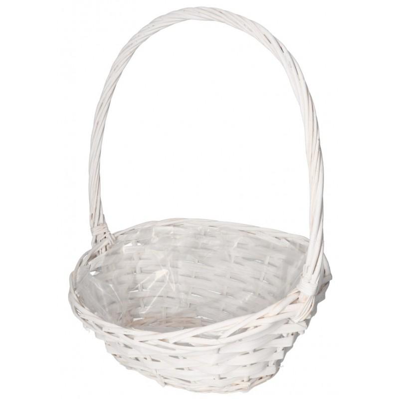 Thickly woven wicker basket, gift basket, white, large,