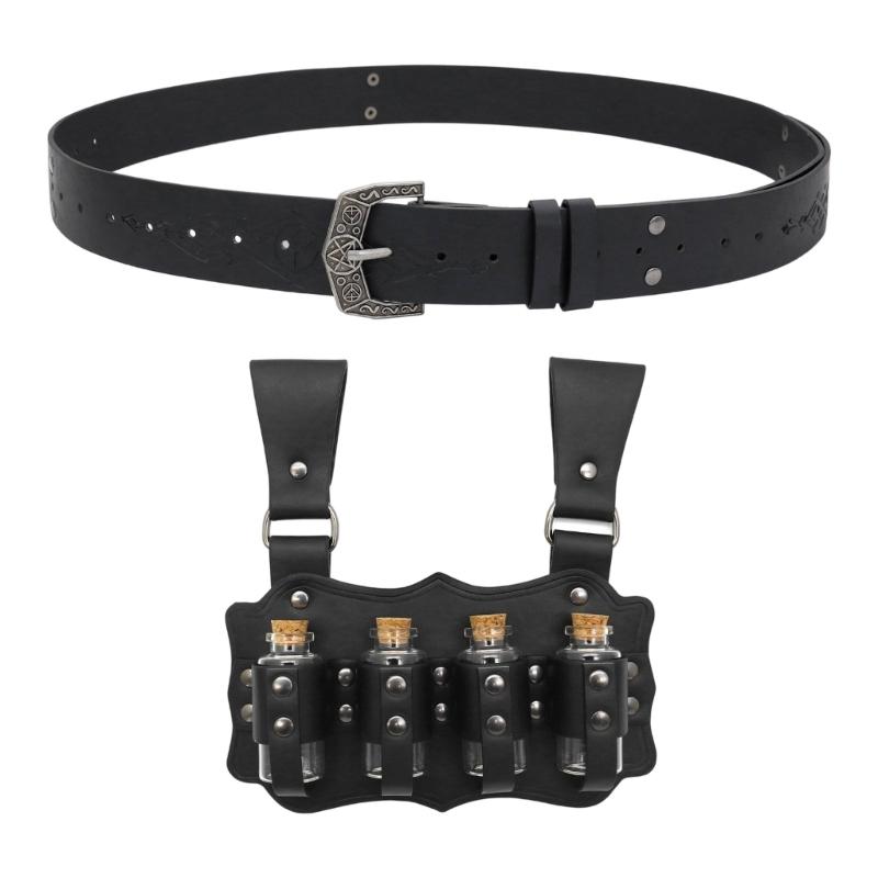 PU Belt Set With Alchemies Vial For Role Play Costumes And Steampunk Accessories Halloween Cosplay