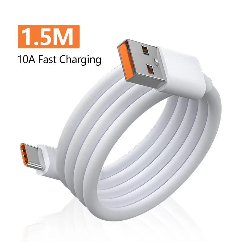 10A Type C Fast Charging Cable for Huawei Mate 40 50 Mobile 120W USB-C Fast Charging Cable for Xiaomi Samsung Oneplus POCO