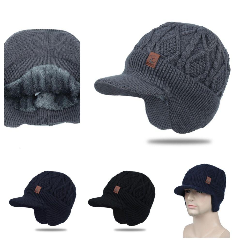 Thickened Knitted Hat Warm Windproof Ski Beanie Hat Fashion Winter Hat Birthday Gift