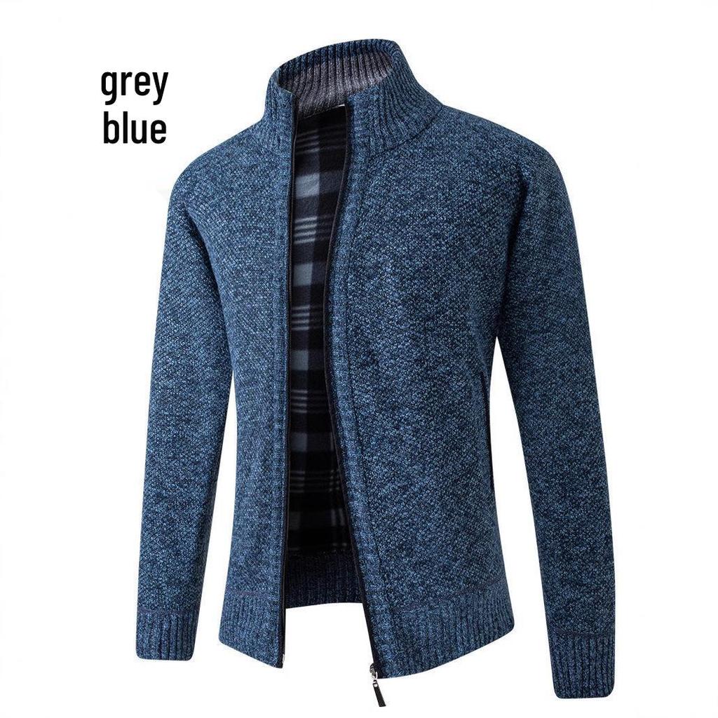 Мужской европейский кардиган с длинными рукавами из толстой вязки - повседневный спортивный стиль для улицы