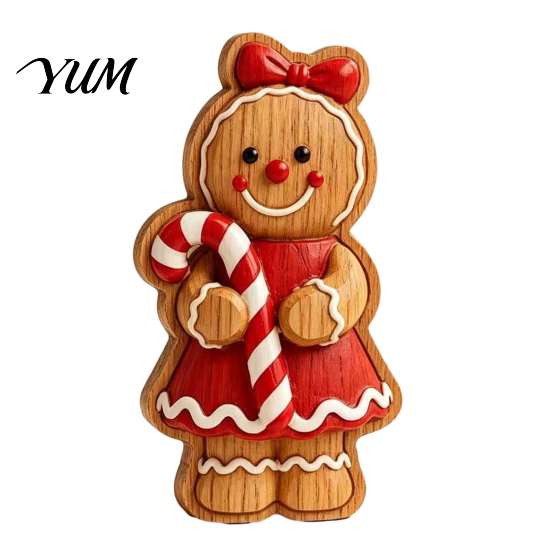 Winter Home Decorations Cartoon Gingerbread Wooden Ornament, Double-sided Printed Desktop Tabletop Figurines, Christmas Man Ornaments Decorative Craft