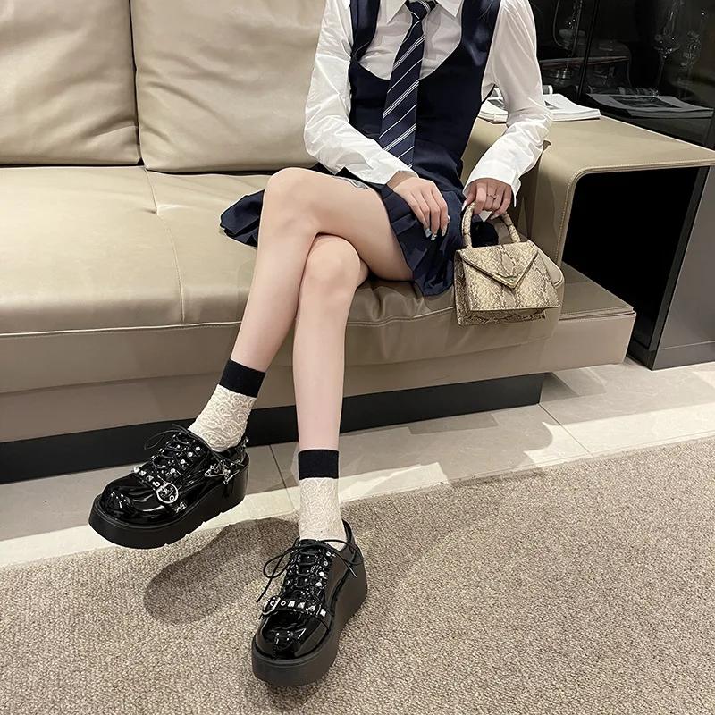 Панк Готическая Лолита Туфли Женские 2024 Новые Толстые Подошвы Брендовые Туфли Мэри Джейн Туфли На Высоком Каблуке Танкетка Вечеринка Косплей Дизайнерские Туфли