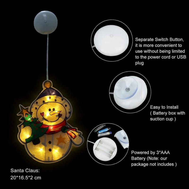 Светодиодные рождественские наклейки на окна, украшения снеговика, светодиодная присоска на окно, батарейный блок, рождественские наклейки на окна - Зимняя страна чудес, принадлежности для рождественской вечеринки