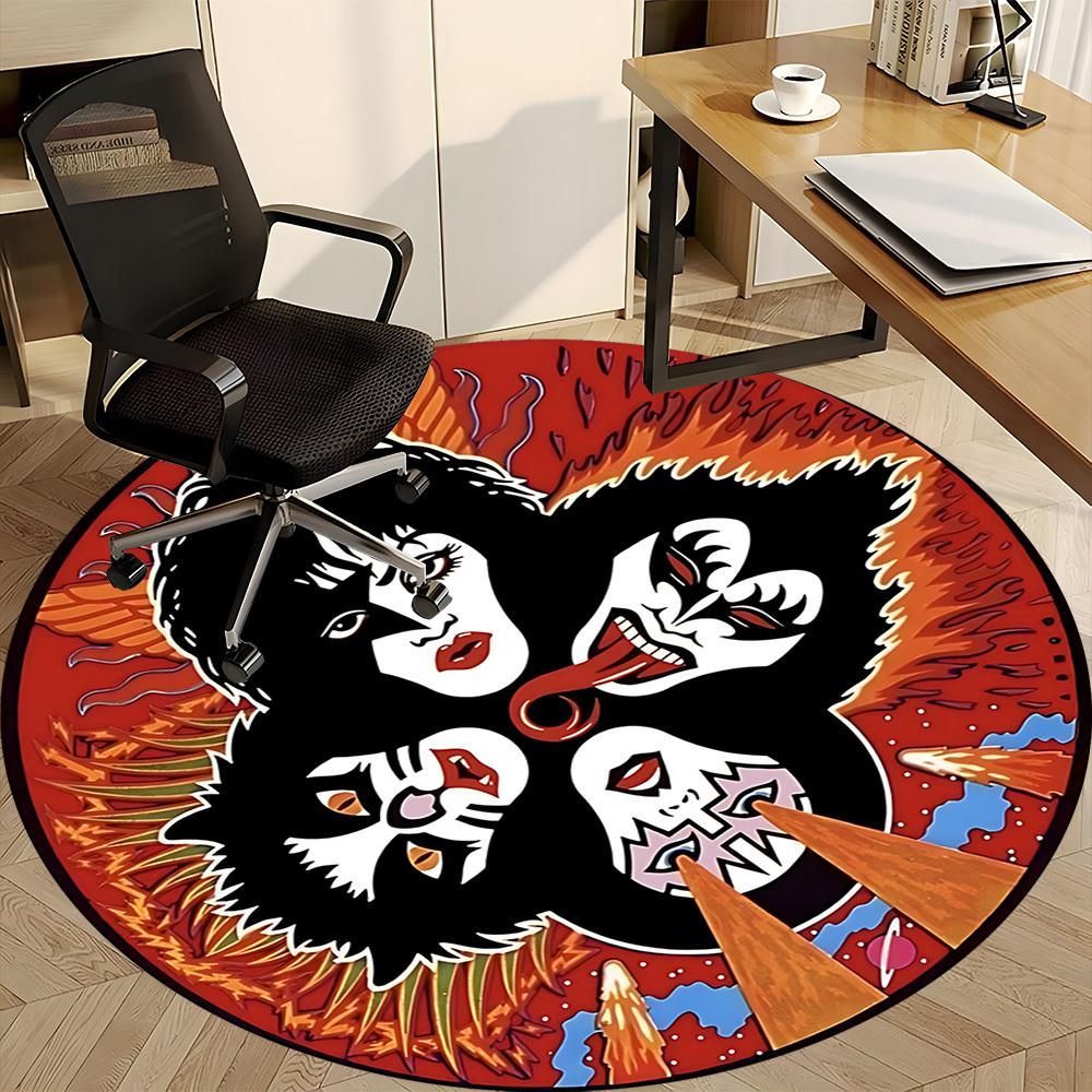 1PC KISS Band Office Round Rug Perfect for Office Non-Slip Backing, Decorative Floor Mat yy250916080