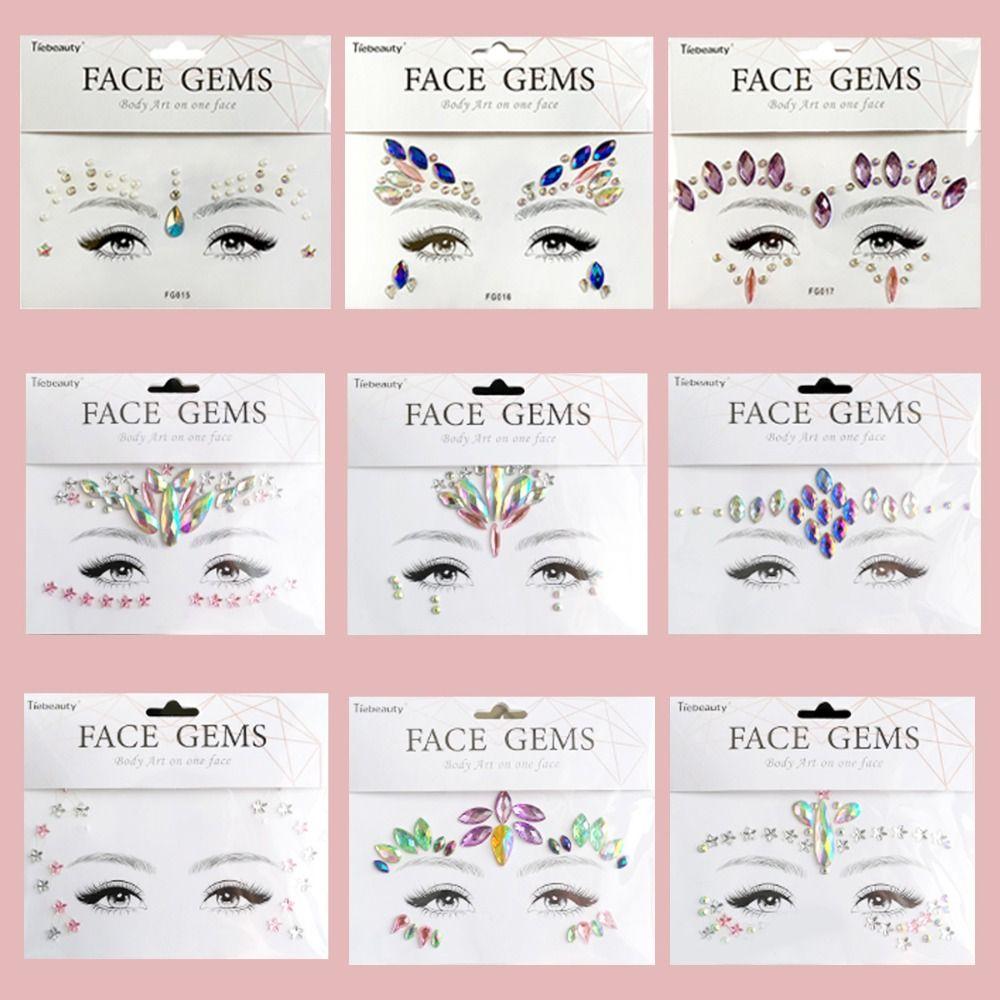 Наклейки для бровей Лицо Тело Цветные Стразы Временная Татуировка Шармы для Нейл-Арта Наклейки Тату для Лица