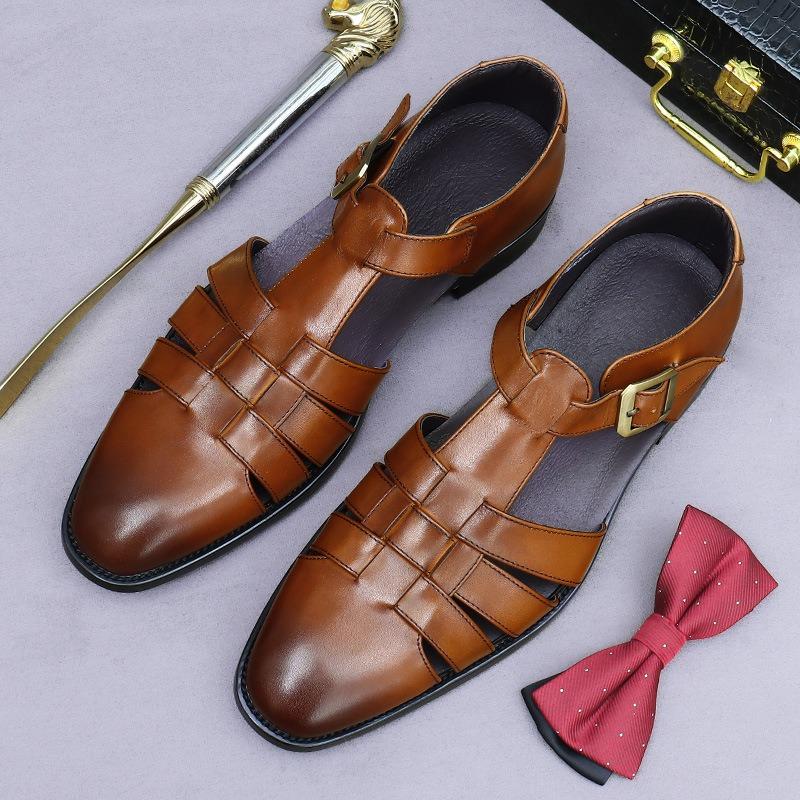 Fashion Summer New Top Layer Cowhide Genuine Leather Sandals Fashionable Casual Comfortable Shoes for Men