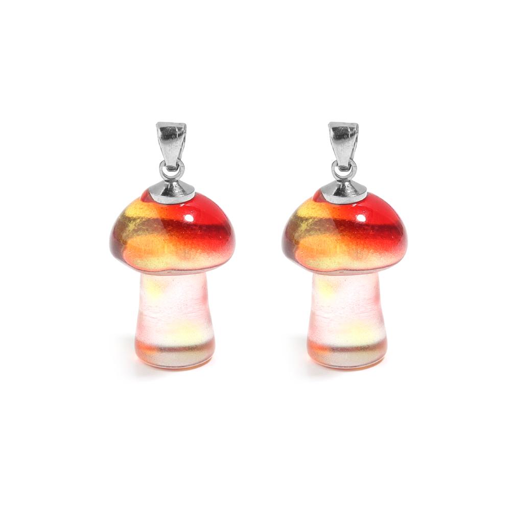 2Pcs 26×16mm Lampwork Mini Mushroom Pendant Colorful Transparent Crystal Pendant For DIY Charm Jewelry Accessories Wholesale