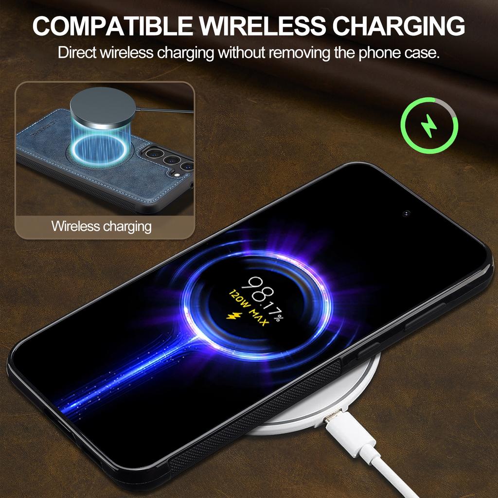 LC.IMEEKE For Samsung Galaxy S23+ Magnetic Case Compatible with MagSafe Leather TPU Back Cover