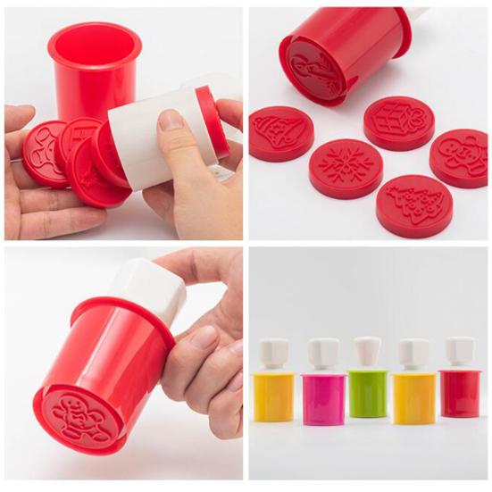 Набор рождественских штампов для печенья, 6 видов, формочки для печенья, плунжер, антипригарное покрытие, самодельная форма для тиснения рождественского печенья, тиснитель для шоколадной помадки