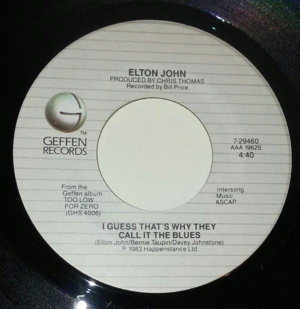 7-дюймовая пластинка ELTON JOHN - I Guess That's Why They Call It The 729460 Geffen Records 1983 США Рок Б/у
