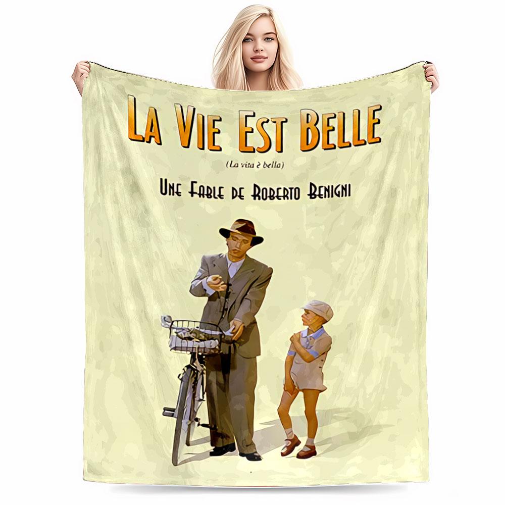 "La Vie Est Belle Blanket" for all seasons blanket lunch break throw gift