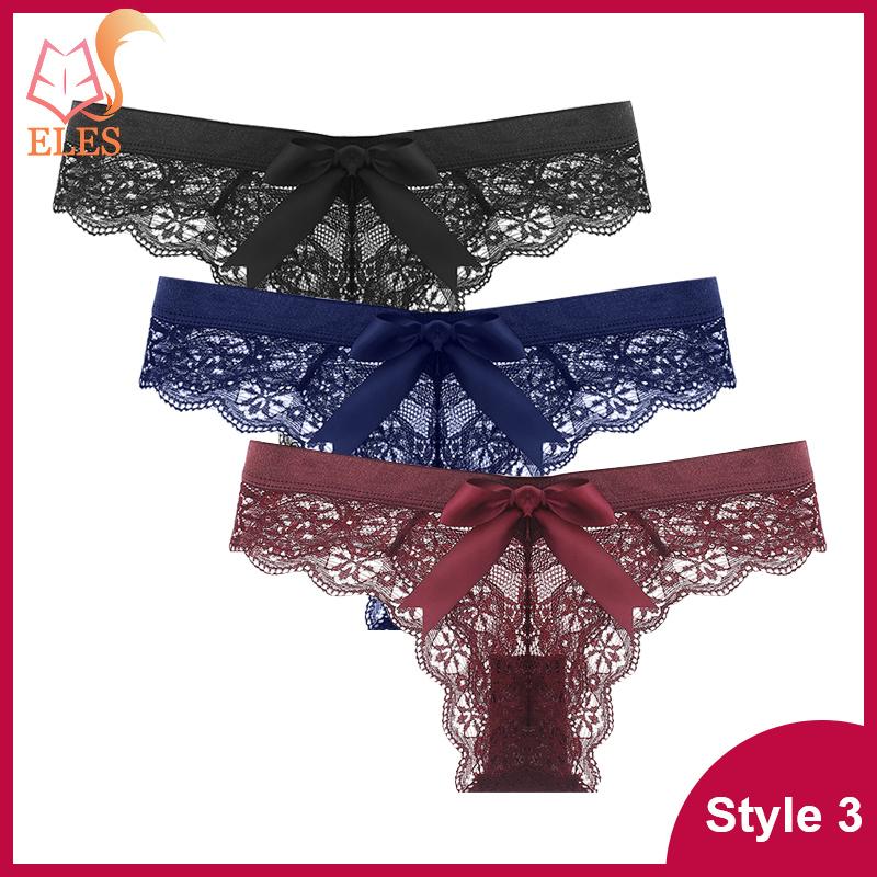 3 Pcs Woman Panties Sexy Lace Thong Underwear Lingerie Female T-back Temptation Low Waist G-string Pack