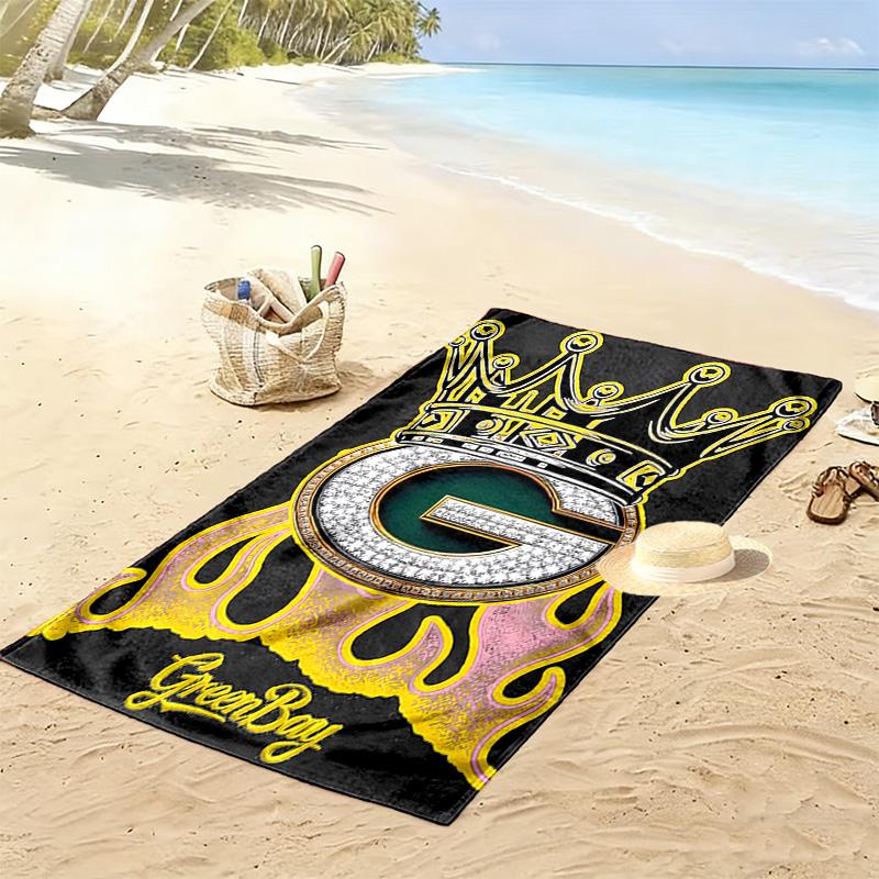 Green Bay Packers Print Beach Towel, Large Soft Quick Dry Towel for Beach Camping Swimming