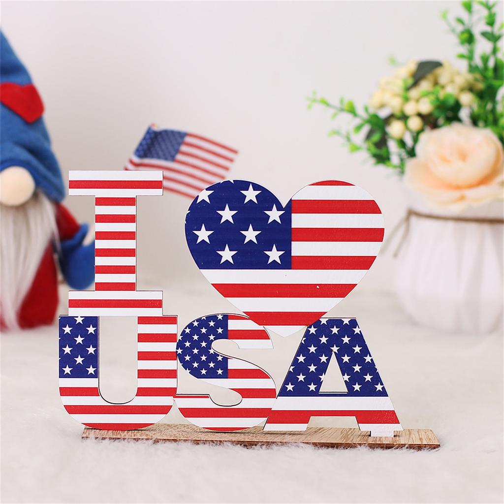 Home Table Decoration Independence Day Decoration Memorial Patriotic Wooden Lettering Party Home Desk Decoration Yard Sign