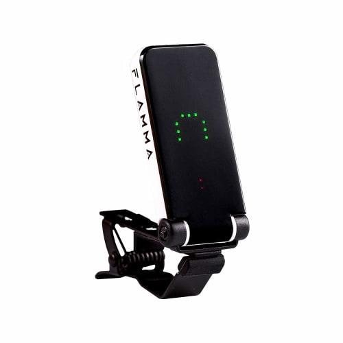 FLAMMA FT01 Clip-On Tuner for Guitar, Bass, and Ukulele, with Power Saving Mode and LED Display, White