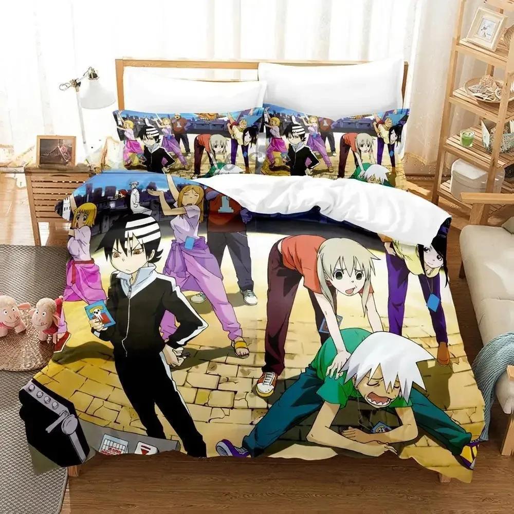 Soul Eater Постельный комплект Односпальный Полуторный Двуспальный Кинг-сайз Комплект для кровати Взрослый Детский Спальня Комплекты пододеяльников 3D-принт Аниме Комплекты простыней