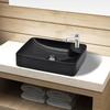 Ceramic Black Washbasin with Tap Hole - VIDAXL - Round - 40 Cm - High Gloss Finish