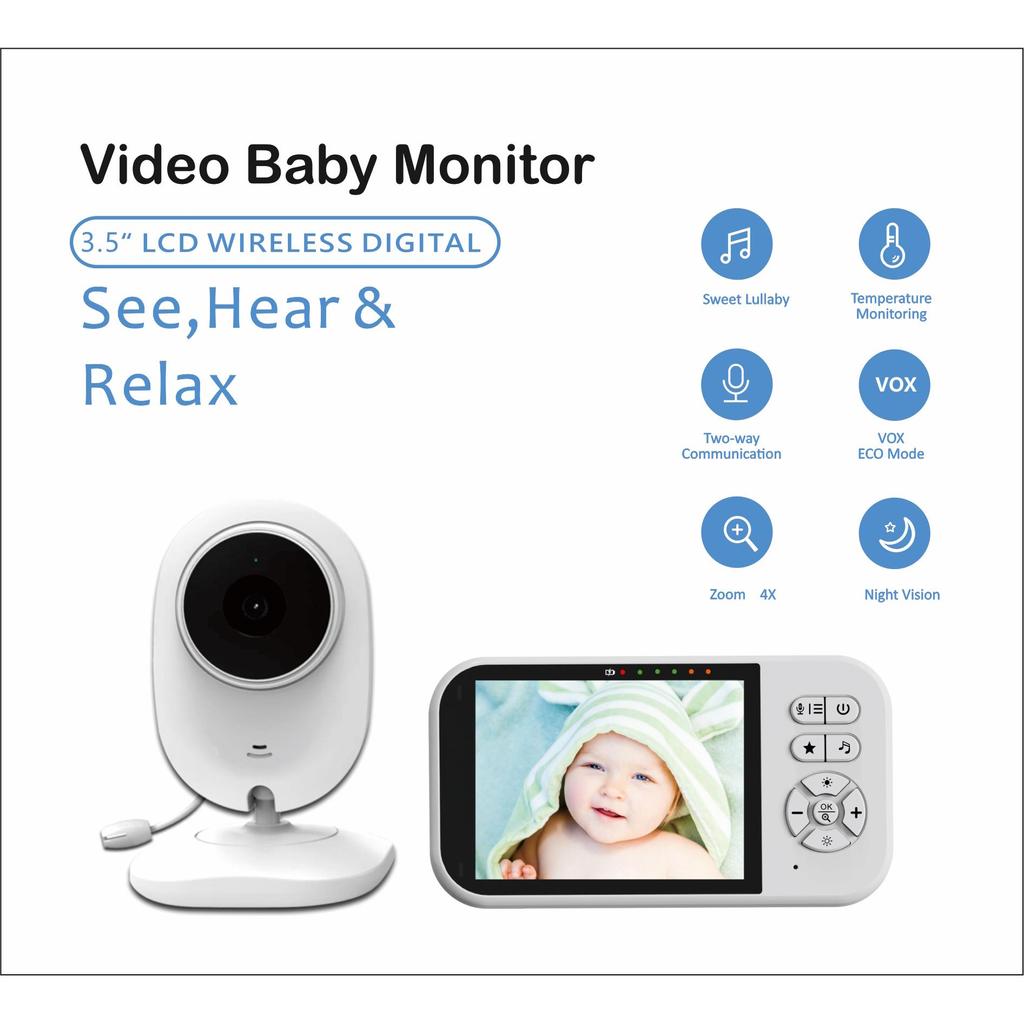 Няня SP316 Видеоняня 2,4G Беспроводная с 3,5-дюймовым ЖК-дисплеем 2-сторонняя аудиоразговорная камера наблюдения ночного видения