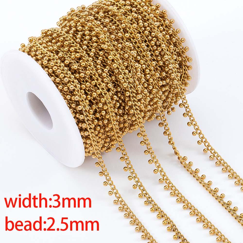 1Meter Stainless Steel 3mm Thick Link Chains Hanging 2.5mm Bead for DIY Men Necklace Bracelet Bag Chain Jewelry Making Wholesale