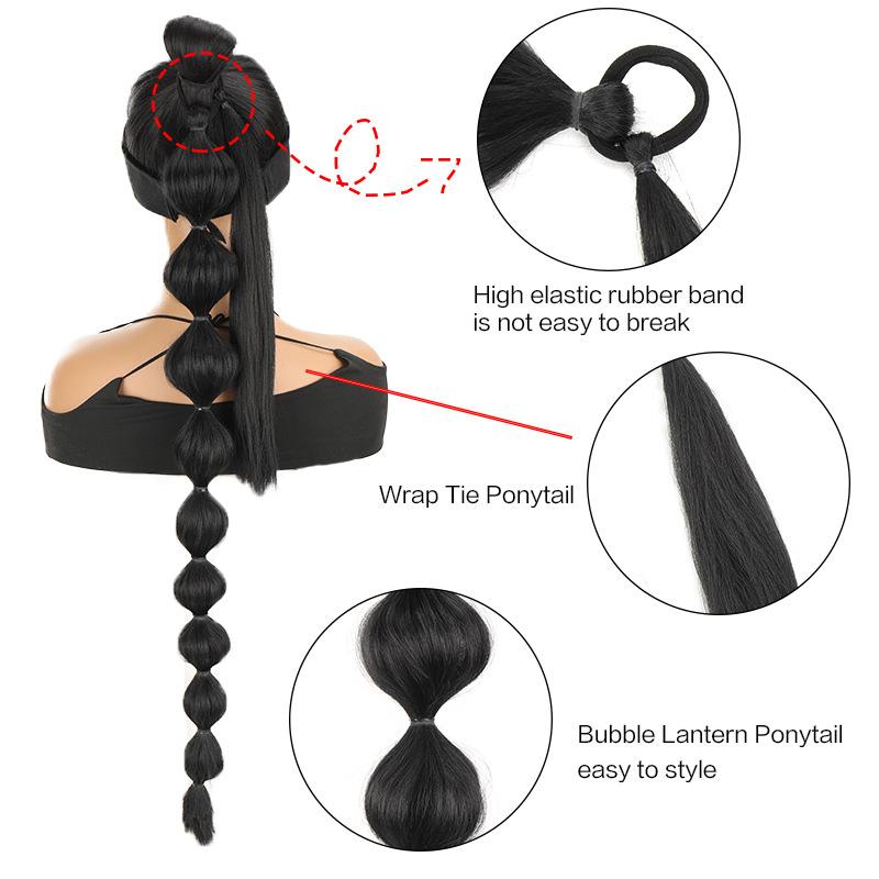 Парик-фонарь с пузырьками и хвостиком 30 дюймов, женский длинный синтетический парик с косичками, натуральный, для ролевых игр на Хэллоуин, вечеринка