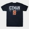 Мужская черная футболка с принтом Caleb Williams Chicago Iceman Подпись Двусторонняя Печать на бумаге для термопереноса без вырезания Хлопковая футболка