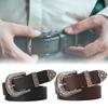 Women Retro Belt Solid Color Faux Leather Waistband Adjustable Length Multi Holes Design Jeans Belt Costume Accessories