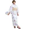 RAVIR Yukata Lovely Wisteria and Pink Fluffy Obi Belt and One Size Fits All Women's 3-Piece Set, Designs, Sandals, Cream,