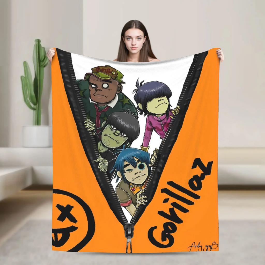 Британская виртуальная группа Gorillazs Рок Хип-Хоп Плед Теплый Мягкий Новинка Плюшевый Плед для Путешествий Офиса Фланелевое Постельное Покрытие