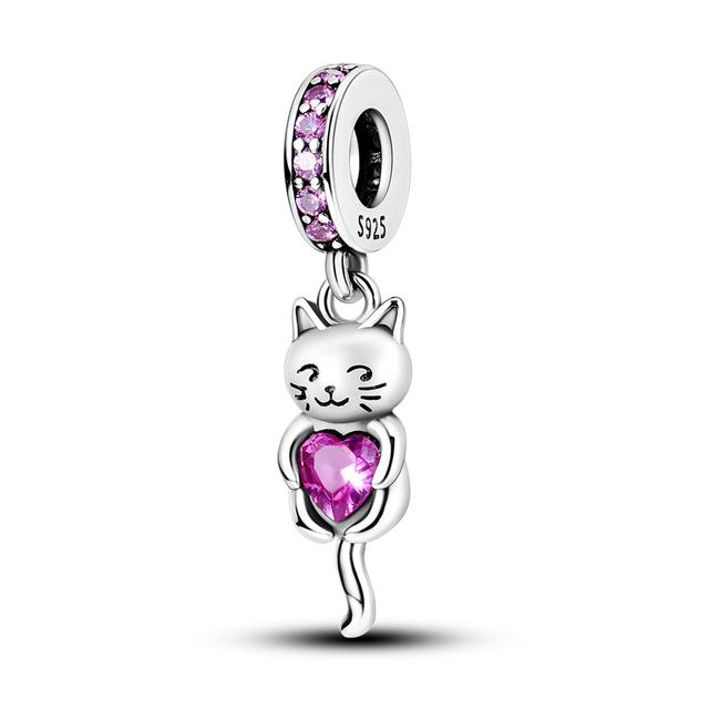 925 Sterling Silver Colorful Love Heart Shape Charm Beads Lover Girl Boy Dangle Fit Bracelet Necklace Jewelry Marking