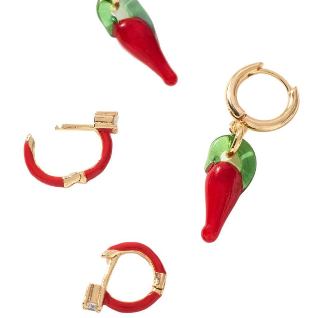 Niche Design Sense Color Zircon Fruit Earrings Stainless Steel Quality Assurance Color