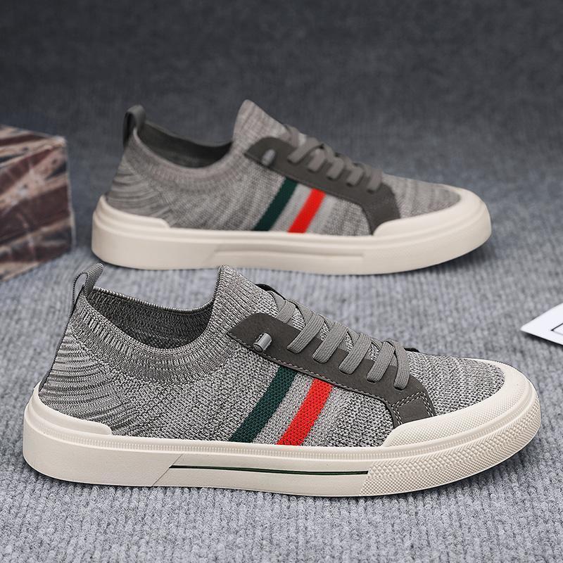 Men's Summer Breathable Canvas Flyknit Sneakers: Trendy Korean Style Casual Board Shoes