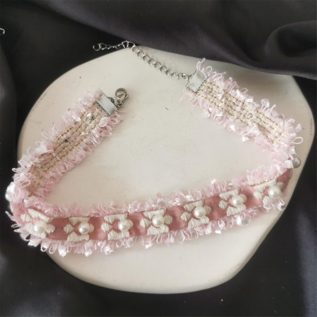 Маленькое цветочное жемчужное колье-чокер Милое крутое колье-воротник Цепочка на шею Свадебная вечеринка Ювелирное украшение Подарок для женщин девушек