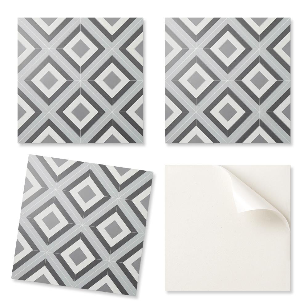 Set of Vinyl Tiles with Pattern for the Living Room Self-Adhesive Geometric Diamond Pattern 20x20x20 cm