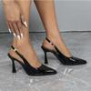 Черные Лакированные Туфли-лодочки на Высоком Каблуке Женские Простые Универсальные Туфли Модные Сексуальные Туфли-слингбэки Элегантные Мюли Сандалии Женские