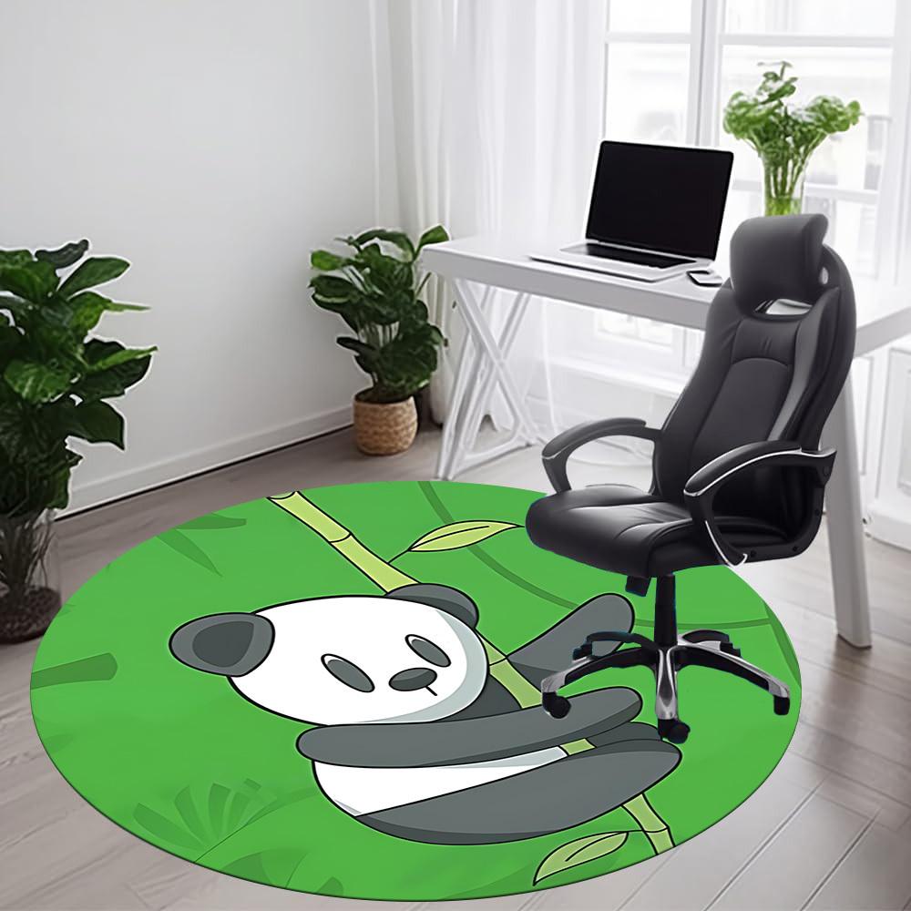 1pc Panda Bamboo Office Round Area Rug, Mat Suitable ForOffice, Under Office Chairs Bedroom Living Room Home Decor, Room Deco