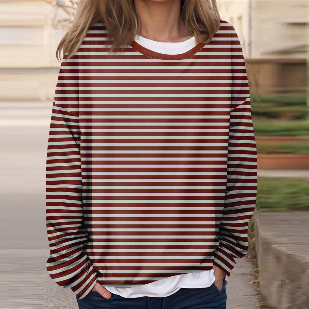 Женская повседневная модная винтажная печатная толстовка с длинным рукавом и круглым вырезом, многослойный пуловер