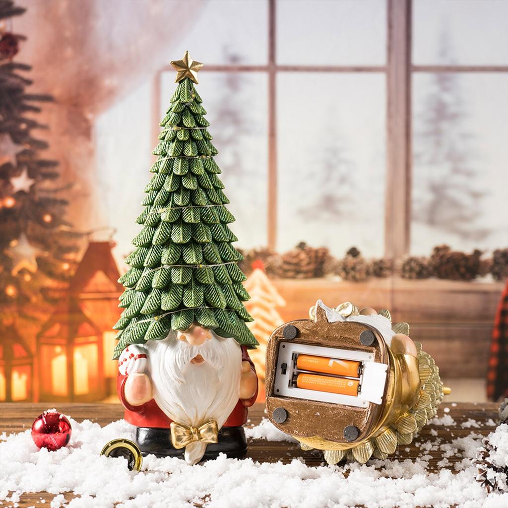 Рождественский гном светящаяся статуя, украшение на рождественскую елку из смолы, праздничные сцены, настольные украшения, без батареек