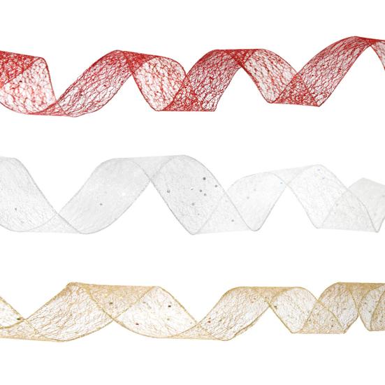 1 рулон 2Mx5CM Рождественская лента Сплошной цвет Прозрачный блеск Проводная подарочная упаковка DIY Ремесло Рождественская елка Украшение Венок Бантик Изготовление ленты Товары для вечеринок